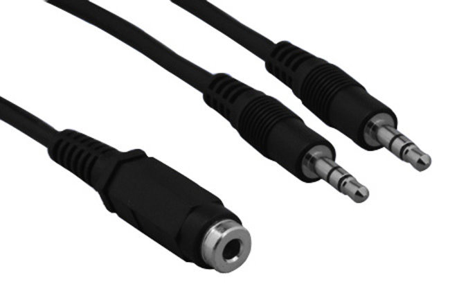 6" AUX 3.5mm Audio Y-Cable Adapter Female to 2x Male PC iPod iPhone MP3 Car 6in