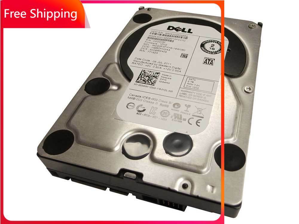 Dell 02G4HM 2TB HDD 7.2K RPM 3.5" SATA Model: WD2003FYYS-18W0B0 DP/N: 2G4HM