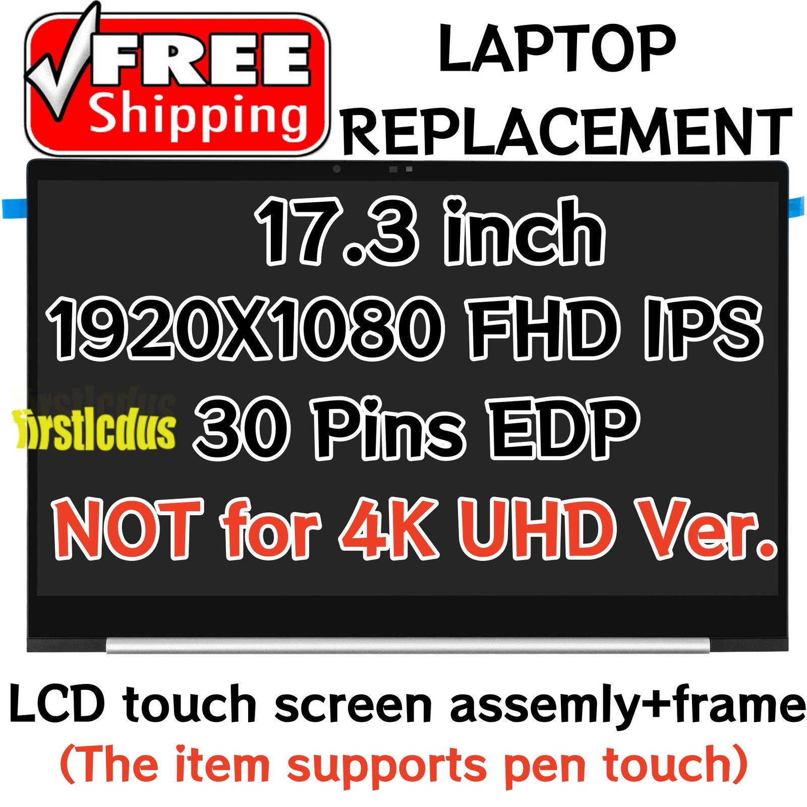 17.3"For HP Envy 17-DA0747NR 17-DA0047NR N87242-001 LCD Touch Screen Replacement