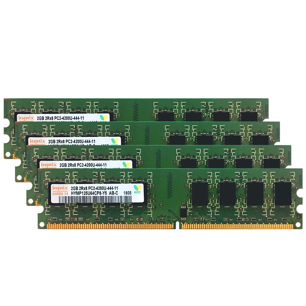 Hynix 8GB KIT 4x 2GB DDR2 PC2-4200U 533MHz 2Rx8 240Pin DIMM Desktop Memory RAM