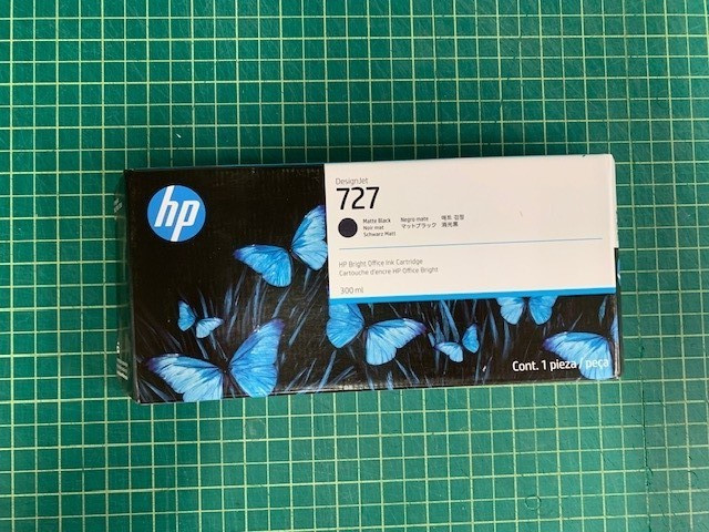 New Genuine HP 727 Matte Black Ink Cartridge 300ml Designjet T1500 T2500 C1Q12A