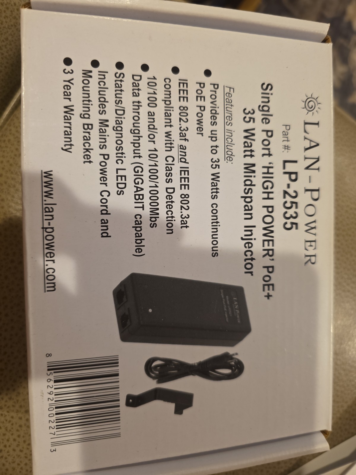 LP-2535 High Power PoE+ 35 Watt Midspan Injector- New In Box