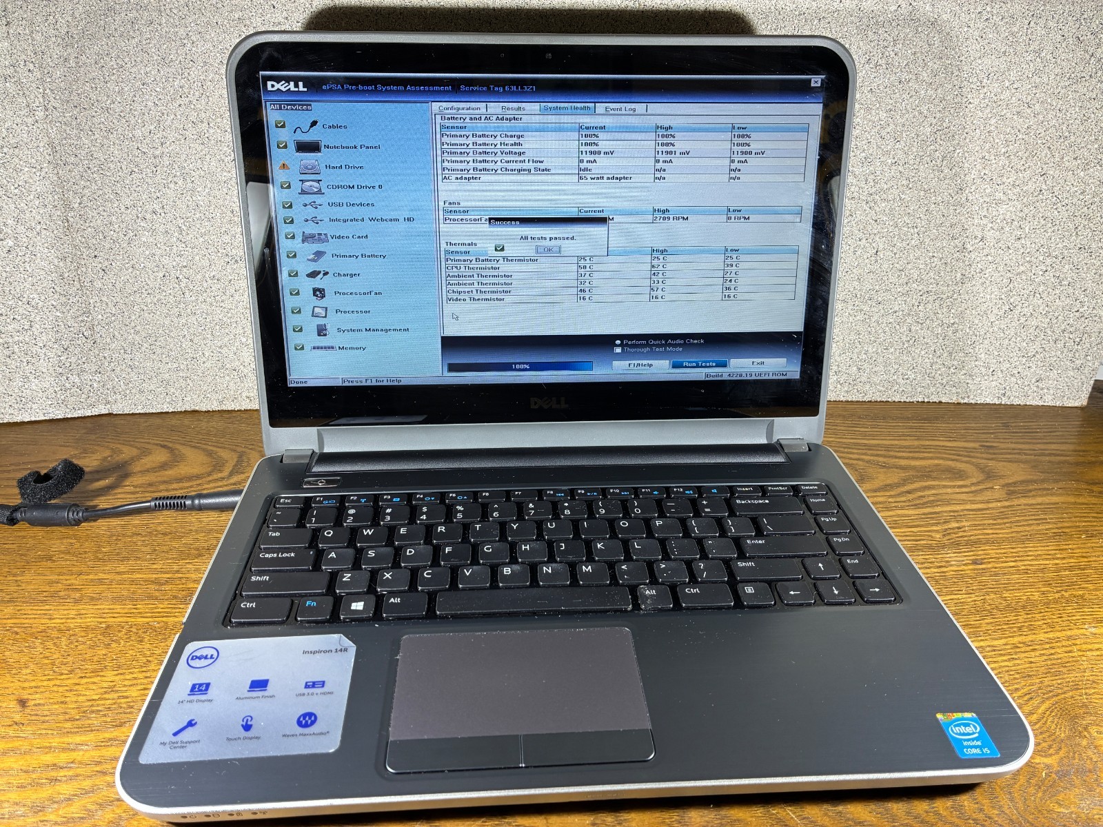 Dell Inspiron 14R Touchscreen Laptop — 8GB RAM, Diagnostics Passed, No HDD