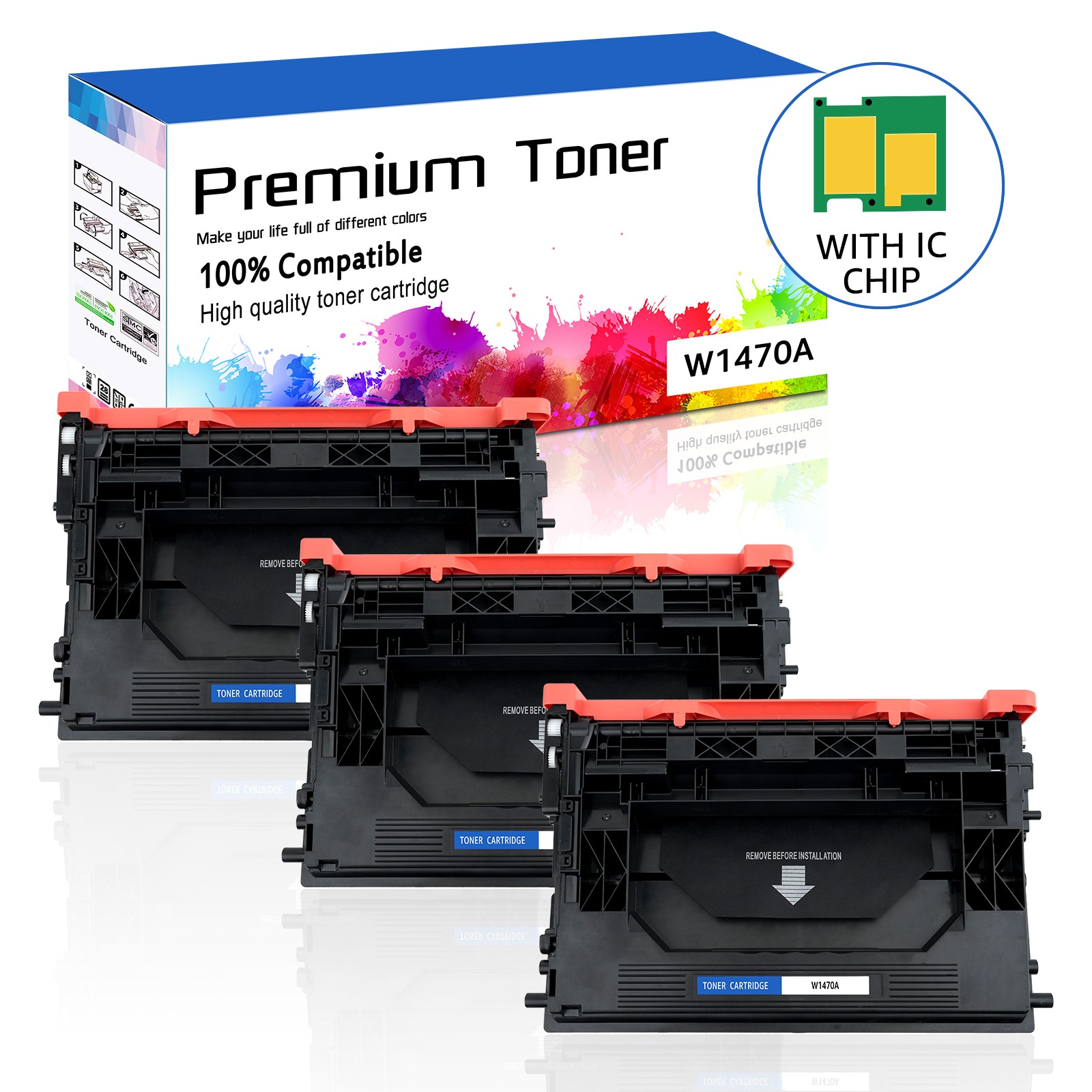 3PK NEW CHIP W1470A Toner Cartridge for 147A HP LaserJet M611dn M611x MFP M634h