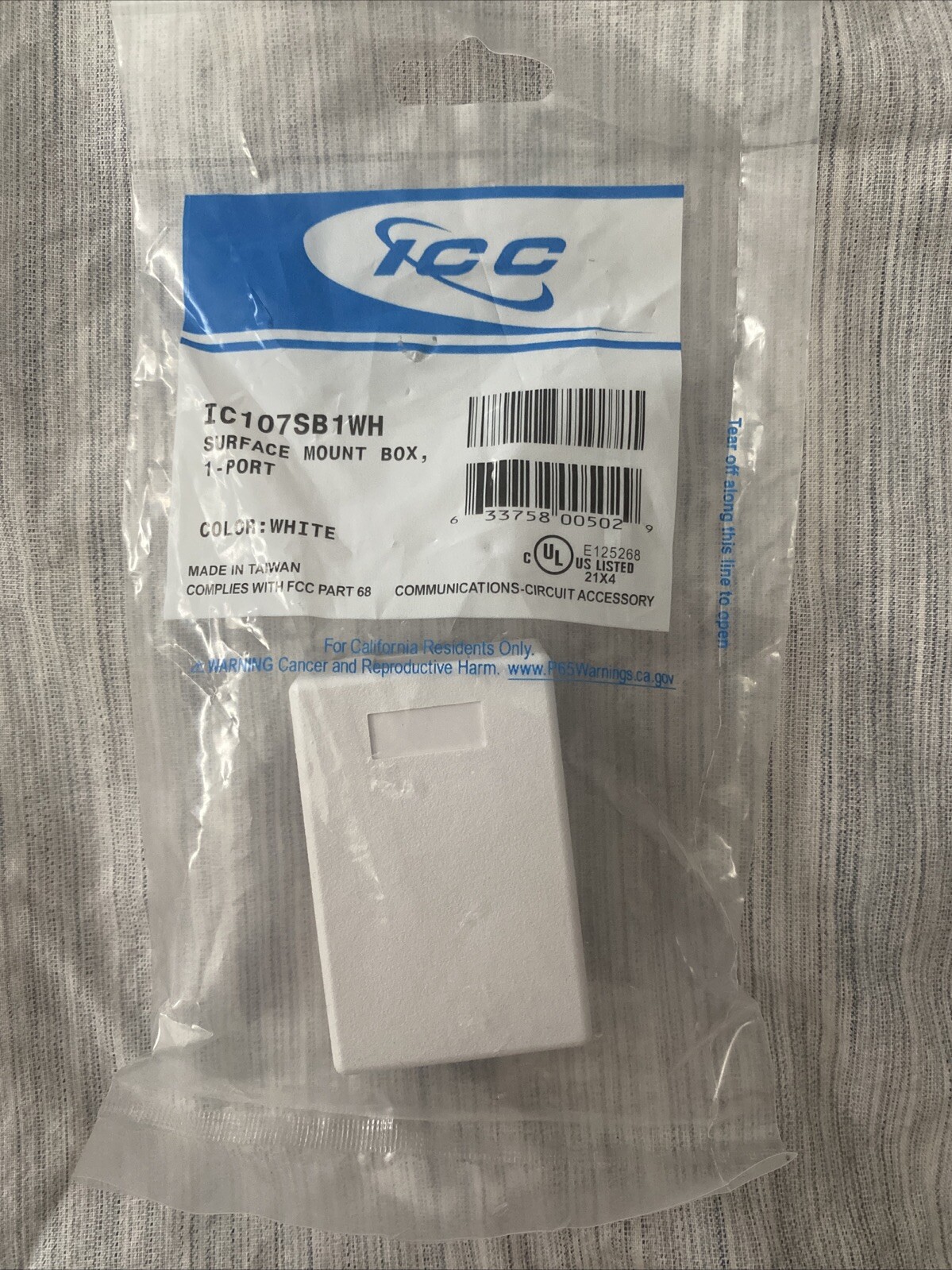 ICC IC107SB1WH Surface Mount Box, 1-Port Color: White