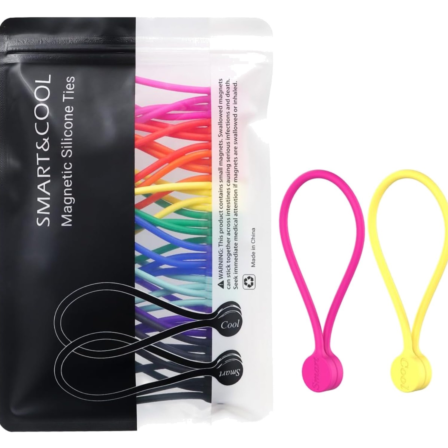 Reusable Silicone Magnetic Cable Ties for Bundling and Organizing, Holding St...