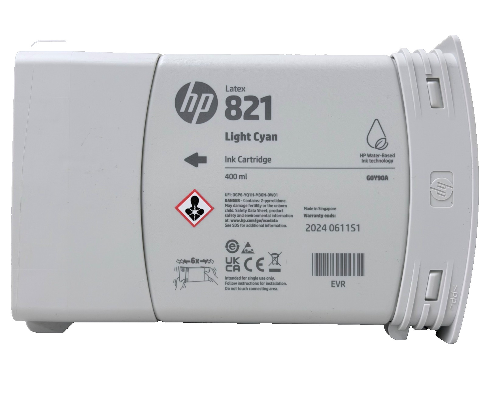New Genuine HP 821 Light Cyan Latex Ink Cartridge 400ml G0Y90A