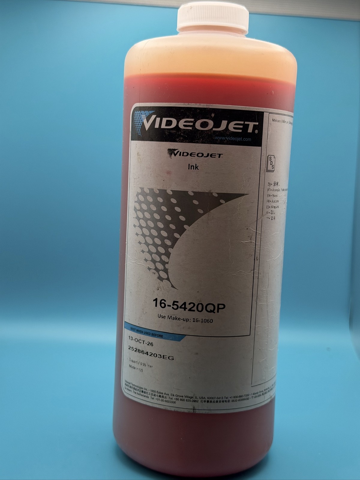 Videojet Ink 16-5420QP for Label Machine Fluorescent Orange