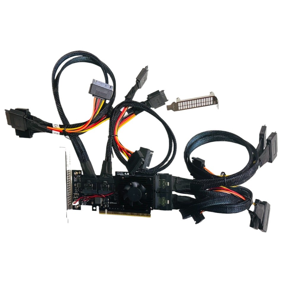 PEX88048 SFF-8654 PCI-E 4.0 x16 8 Port U.2 NVMe SSD Adapter  ZFS FreeNAS unRAID