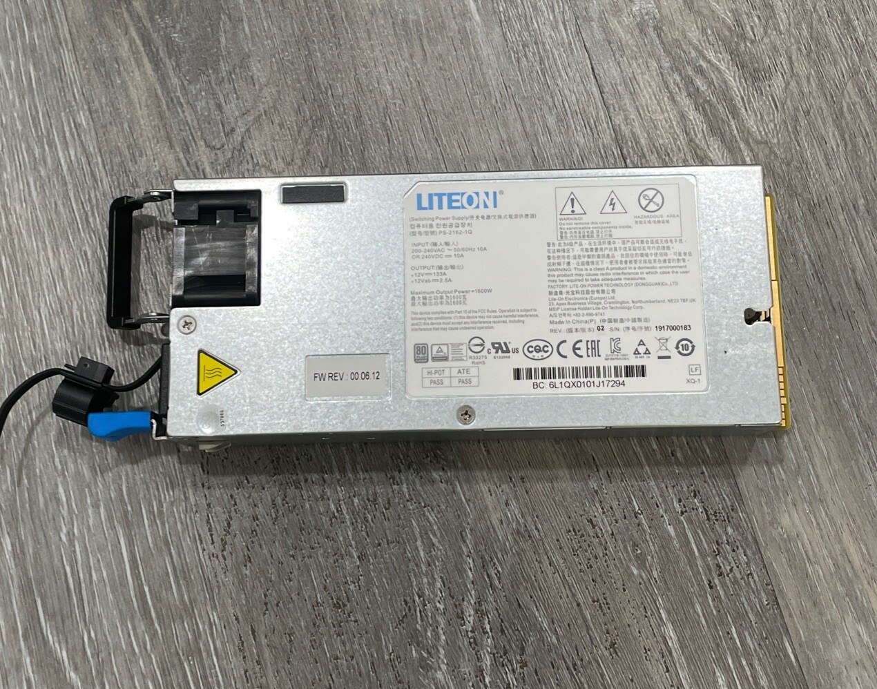 LITEON SWITCHING POWER SUPPLY PS-2162-1Q 200-240VAC INPUT 1600W MAXIMUM O.  #M24