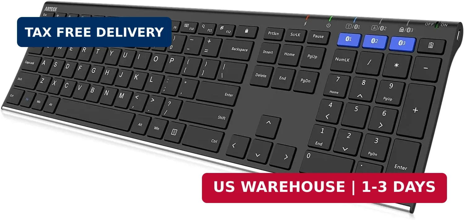 HB192 Universal Bluetooth Keyboard Multi-Device Stainless Steel Full Size Wirele