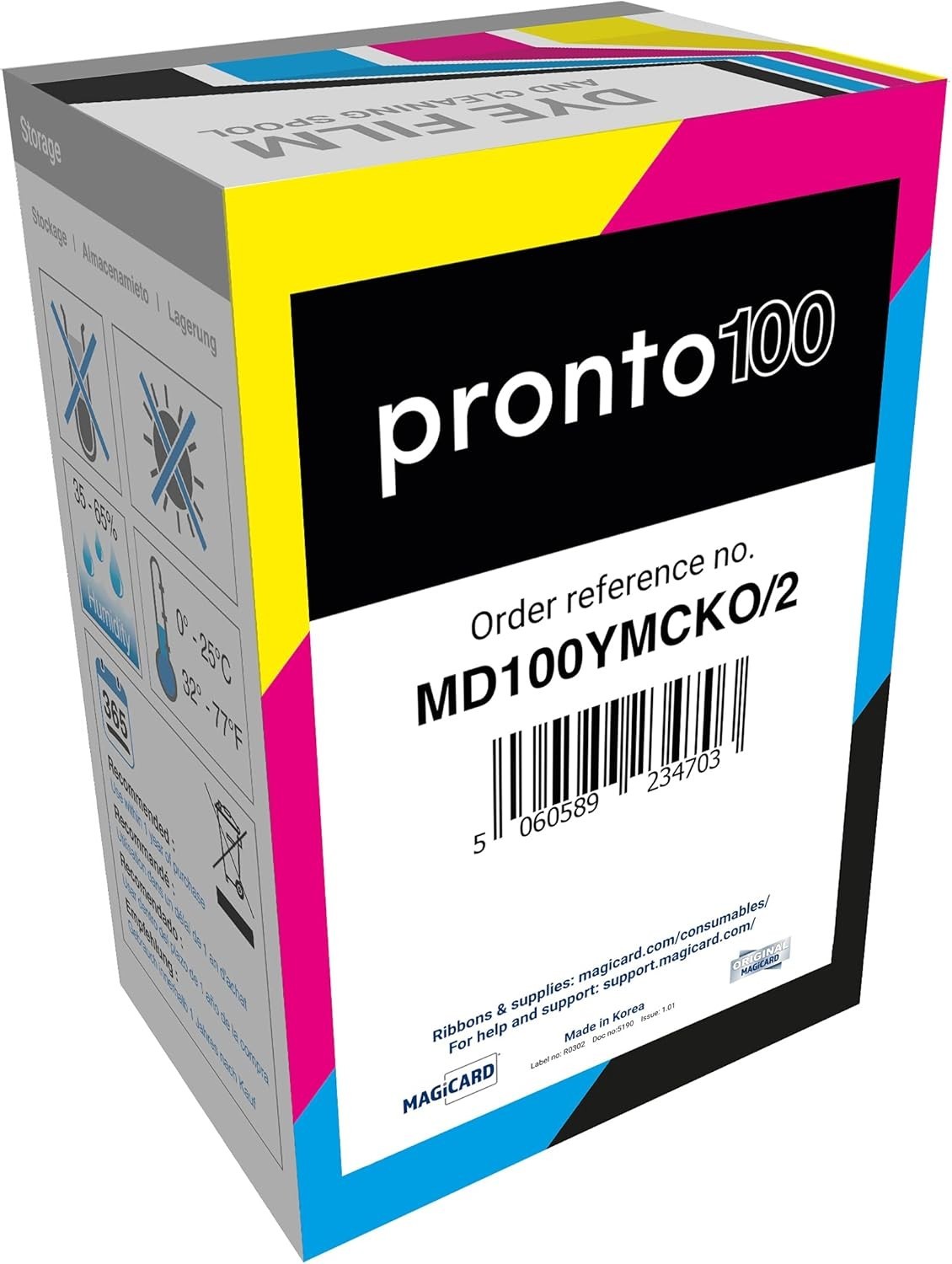 Magicard Pronto100 YMCKO Color Ribbon MD100YMCKO/2 Genuine OEM 300 P