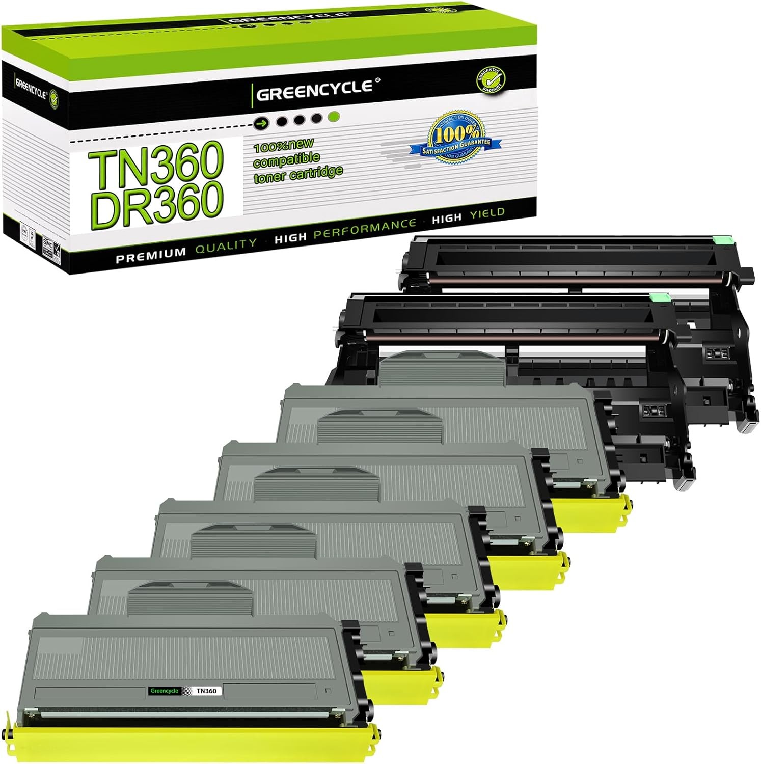 5PK TN360 Toner + 2PK DR360 Drum Fitfor Brother HL-2140 2170W MFC-7340 MFC-7840W