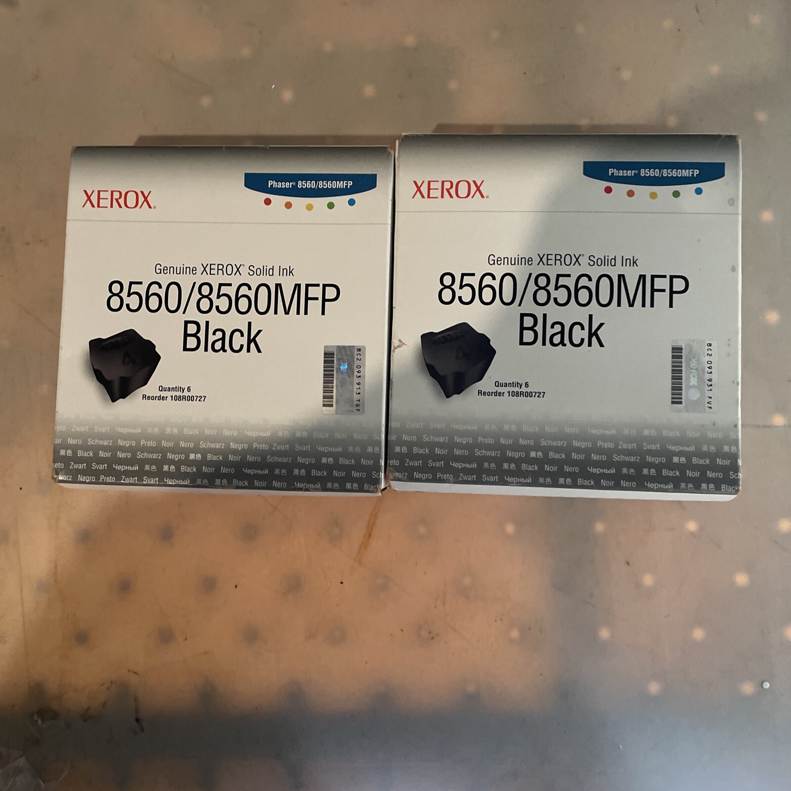 Lot Of 2 6 Packs Genuine Xerox 108R00727 Black Ink for Phaser 8560/8560Mfp