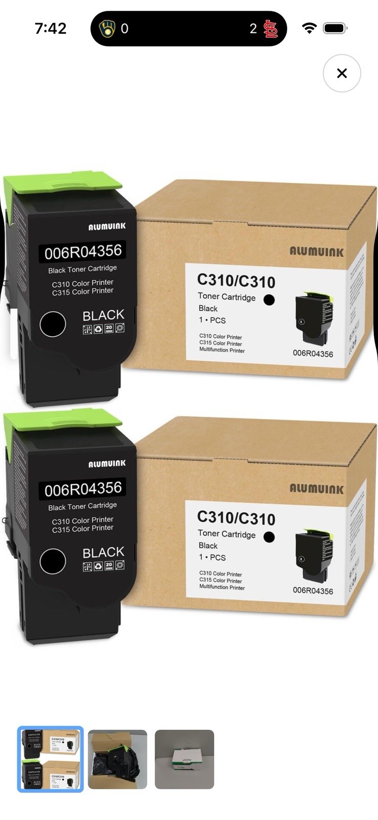 Xerox 006R04356 C310 & 315 Black Toner Cartridge 2 Pack 3200 Page Yield