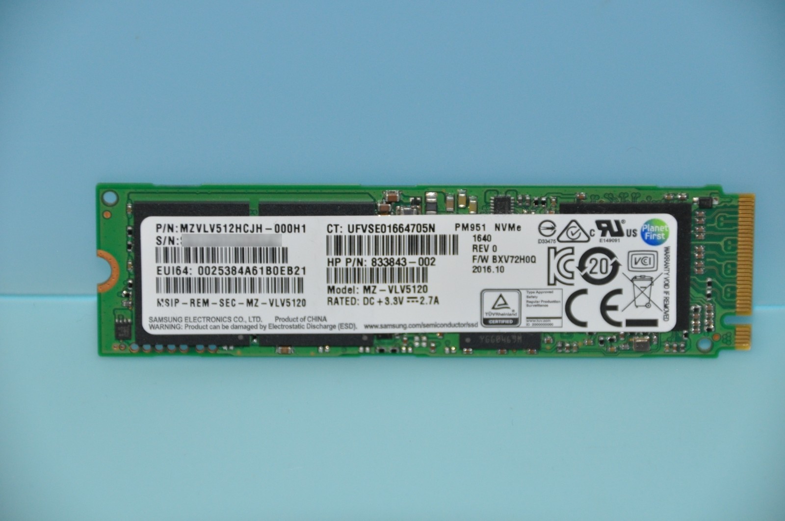 512GB SSD Samsung NVMe Laptop Solid State Drive PM951 833843 MZ-VLV5120 (100% H)