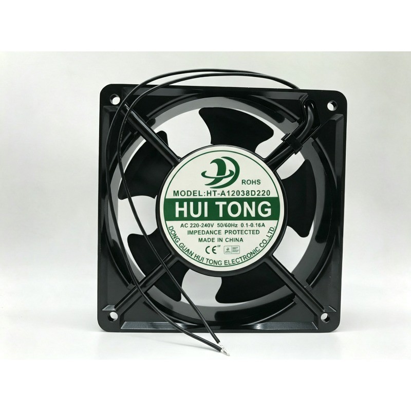 1X HT-A12038D220 AC 220-240V 12038 Fan 12CM 2 Wire Aluminum Frame