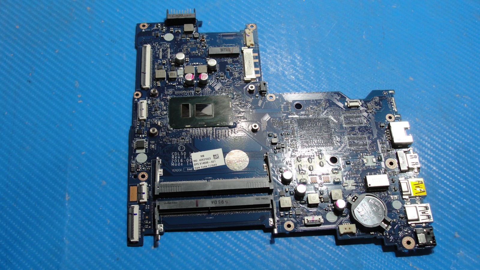 HP 15.6” 15-ay198nr Intel i7-7500U 2.7GHz Motherboard 914598-601 LA-D707P