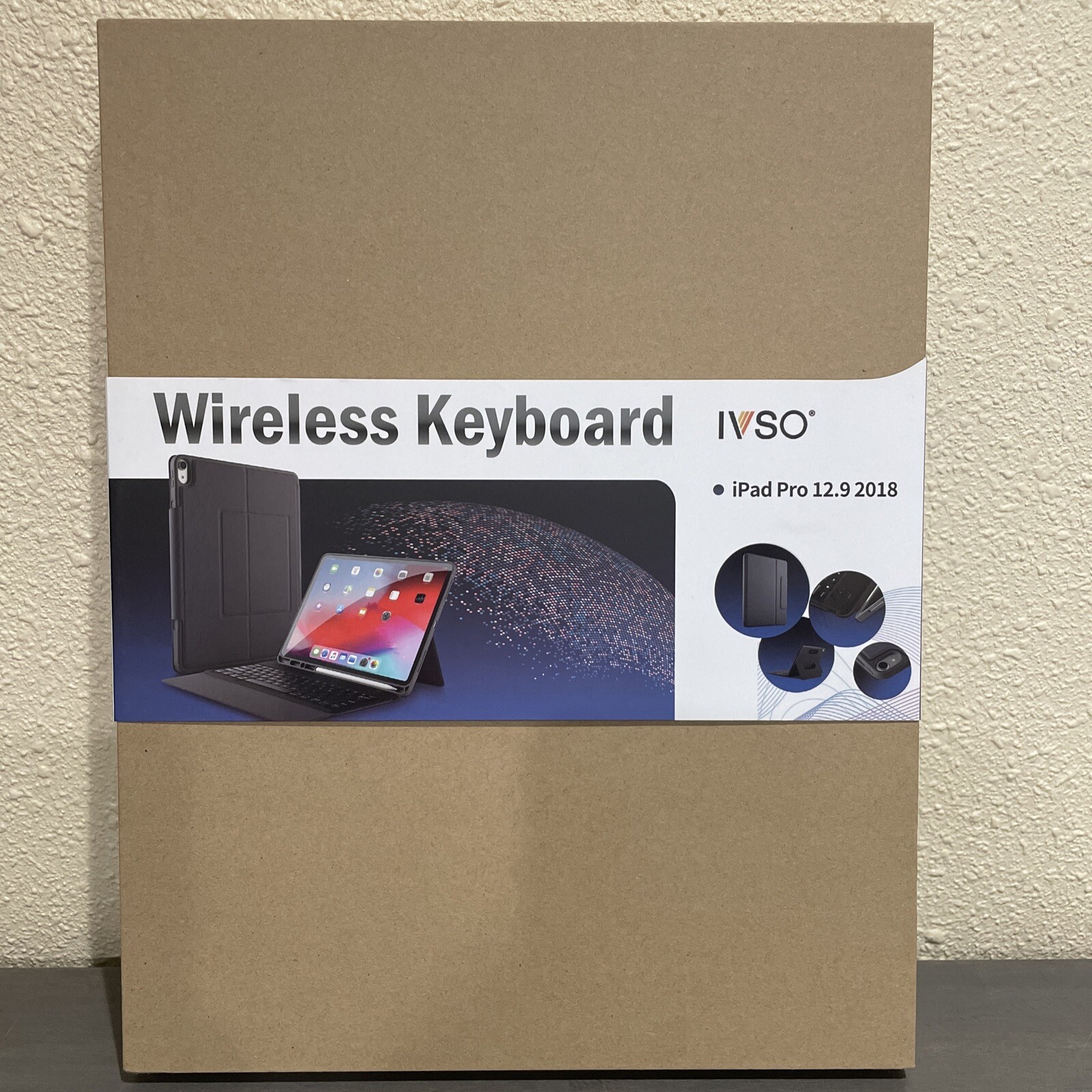 IVSO Wireless Keyboard for Ipad Pro 12.9 2018 Bluetooth Case Stand Black