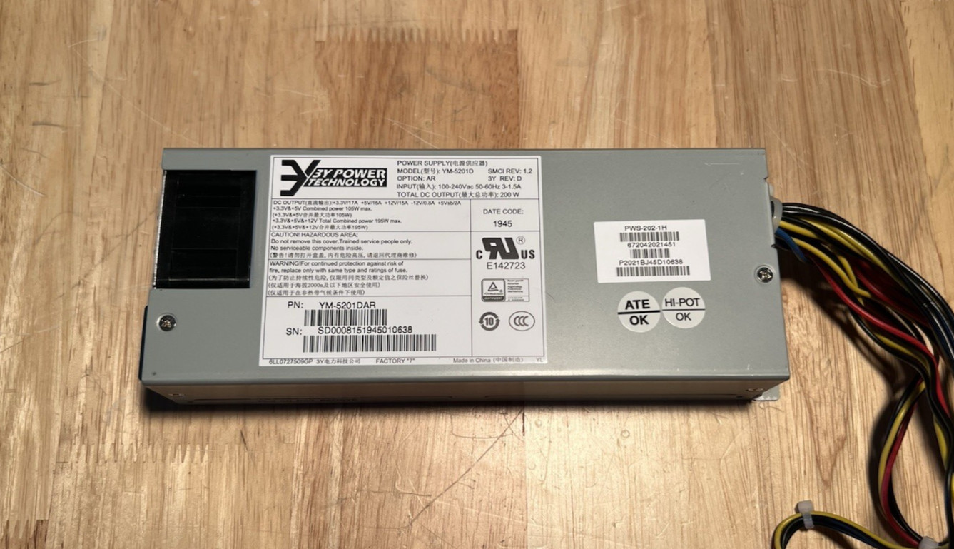 Supermicro PWS-202-1H (3Y YM-5201D) 200W Server Power Supply