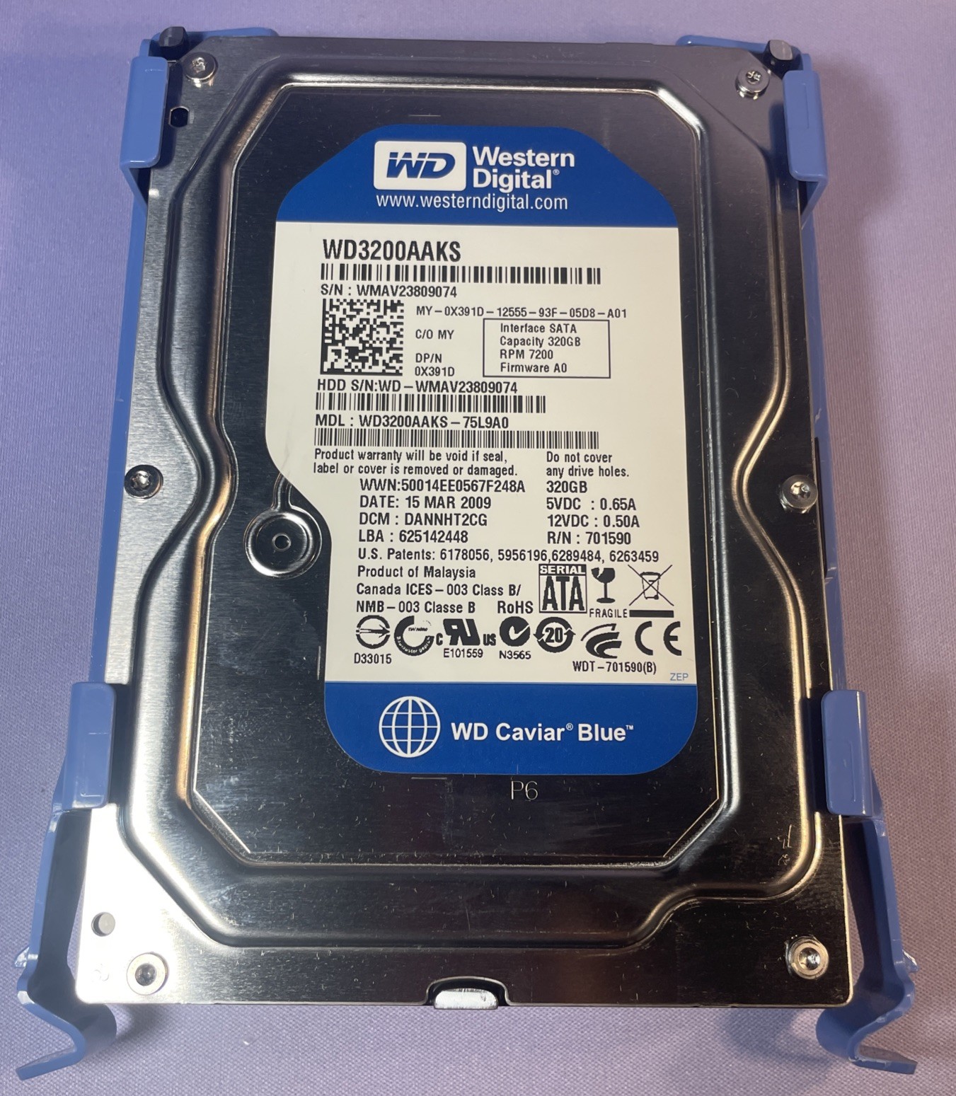Western Digital 320GB Internal 7200RPM 3.5" (WD3200AAKS-75L9A0) HDD
