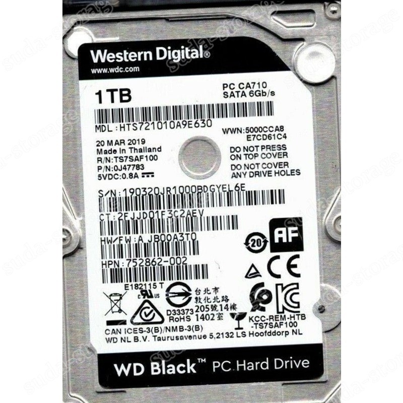 1PCS New Western Digtal 1TB HTS721010A9E630 7200RPM SATA 2.5" WD Black PC Hard