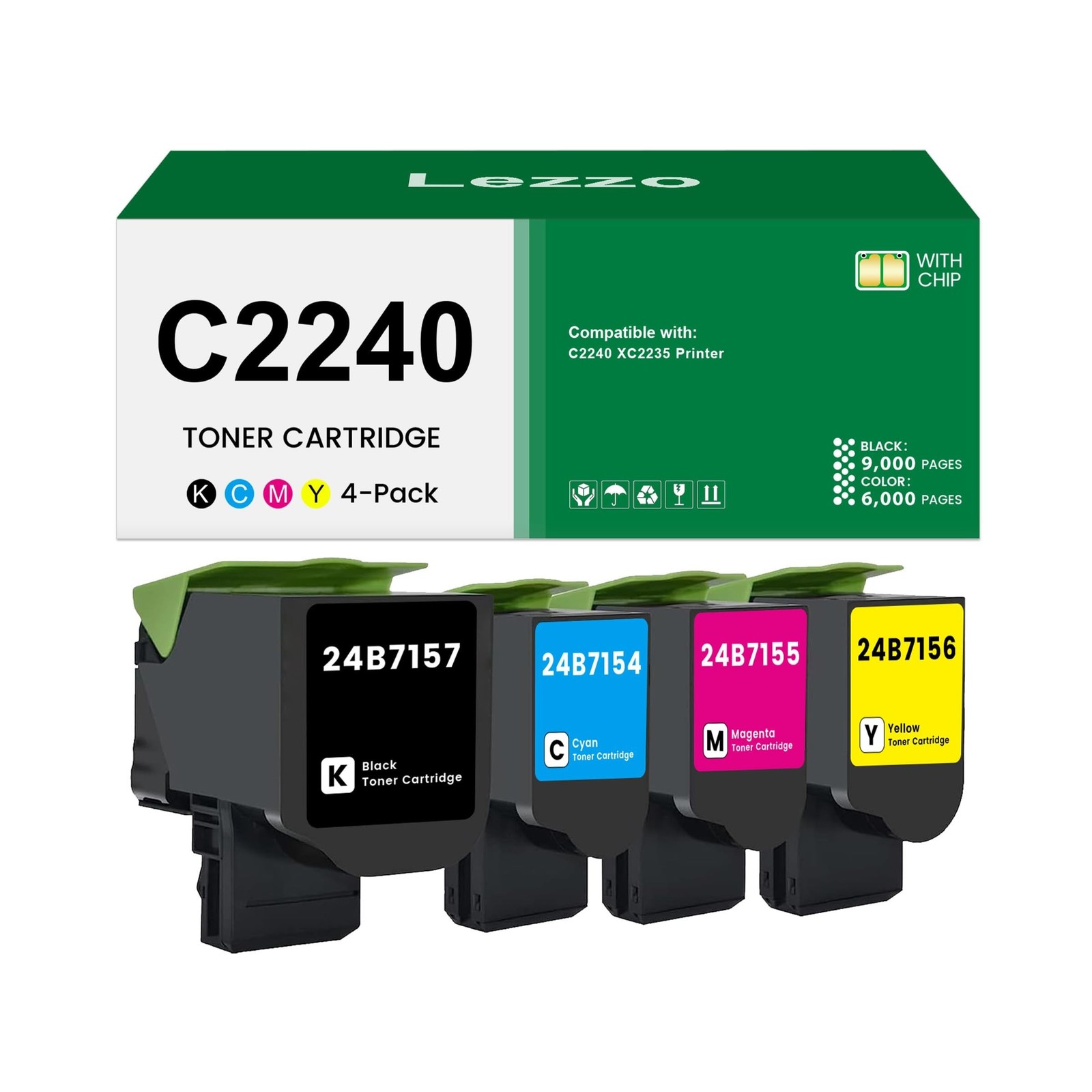 Lezzo C2240 XC2235 Toner Cartridge (with New Chip) 24B7157 24B7156 24B7155 24...