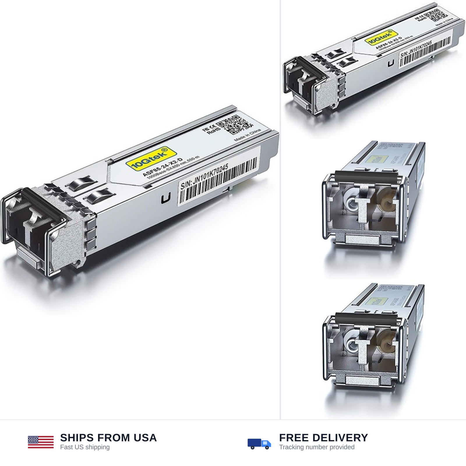 10Gtek 1000BASE-SX Gigabit SFP LC Multi-Mode Transceiver, Mini-GBIC Module fo...