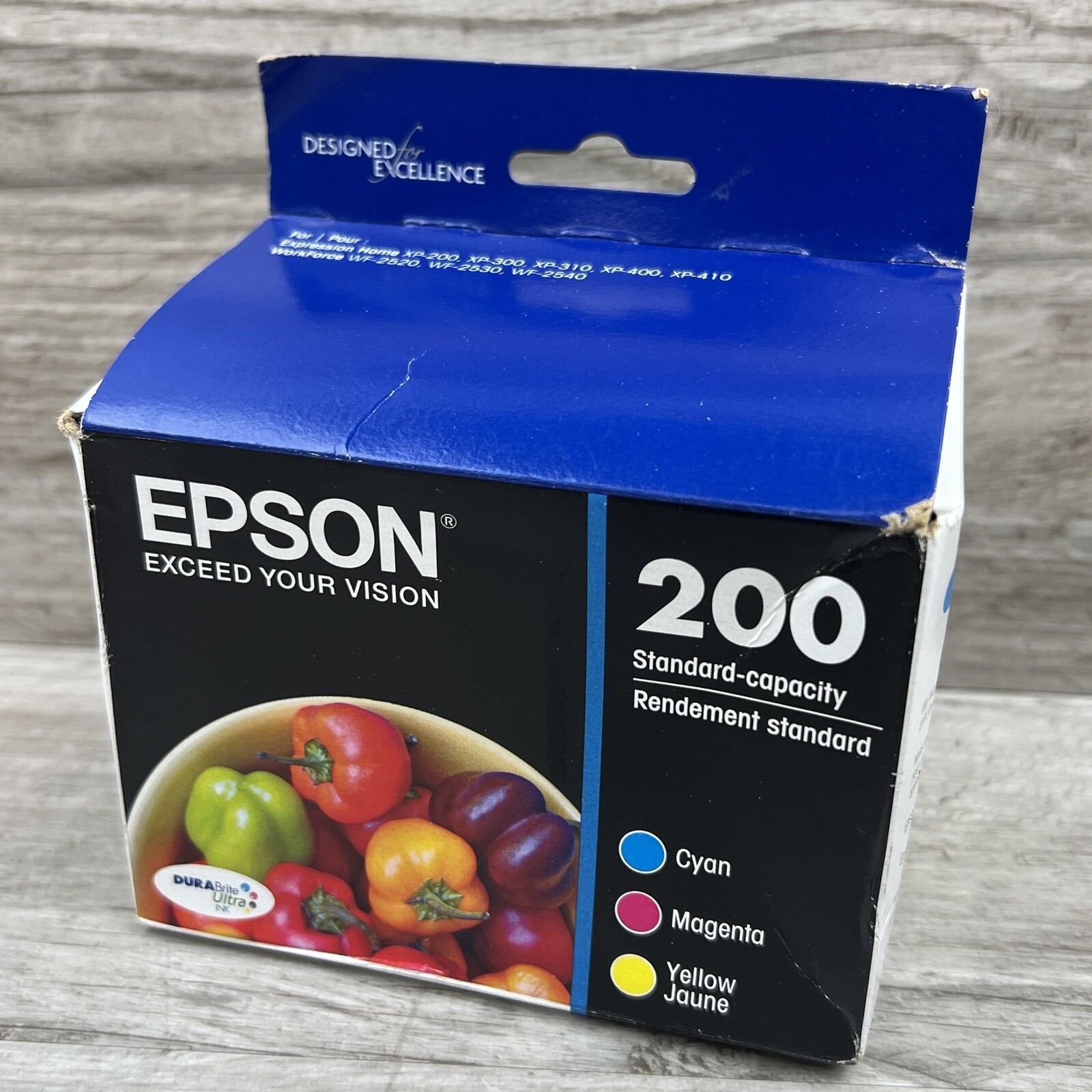 Genuine Epson 200 Cyan/Magenta/Yellow Ink Cartridge T200520 Exp. 10/2024 -Sealed