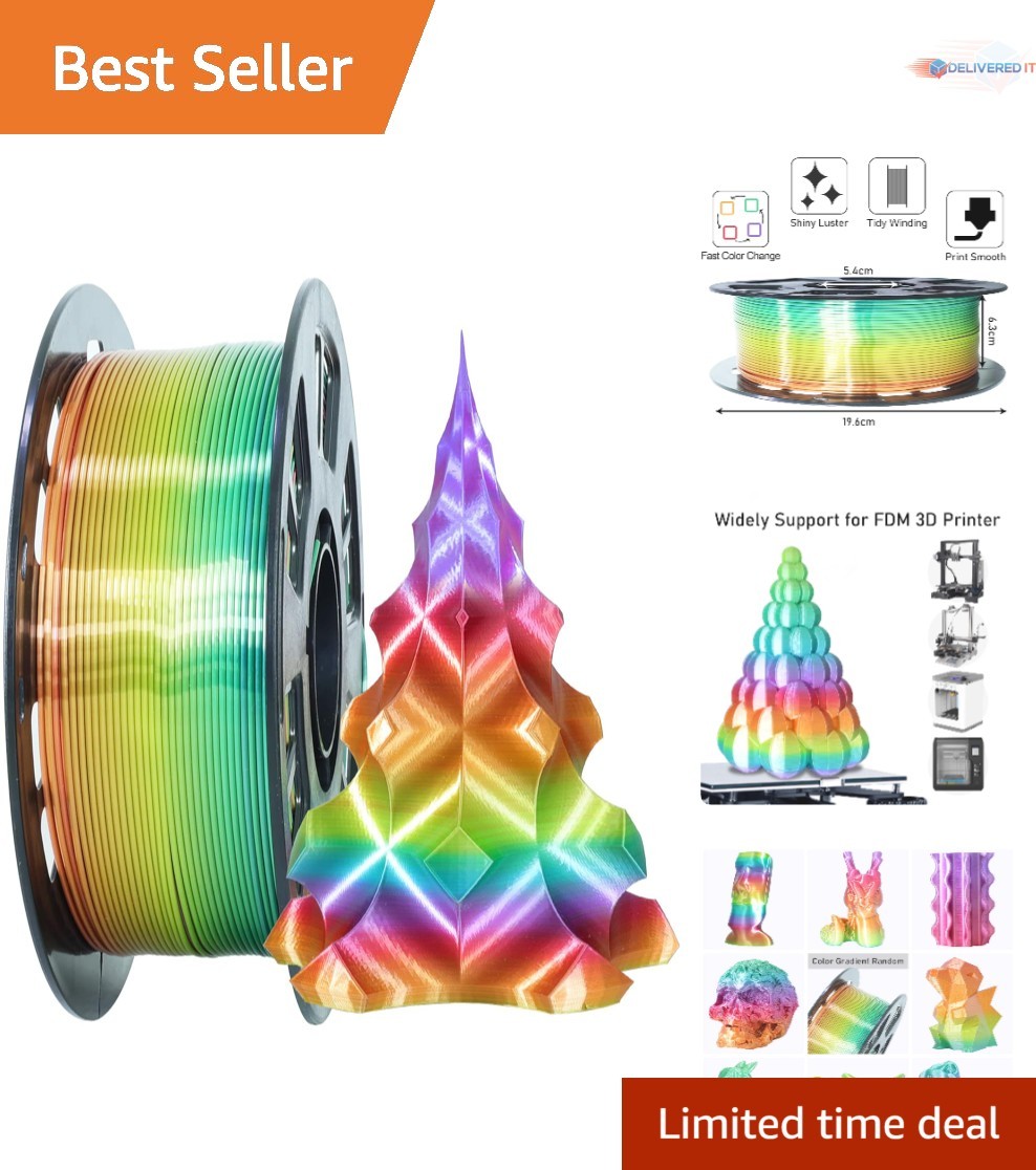 Silk Shiny Multicolored Rainbow PLA 1kg Fast Color Change 3D Printing Filament