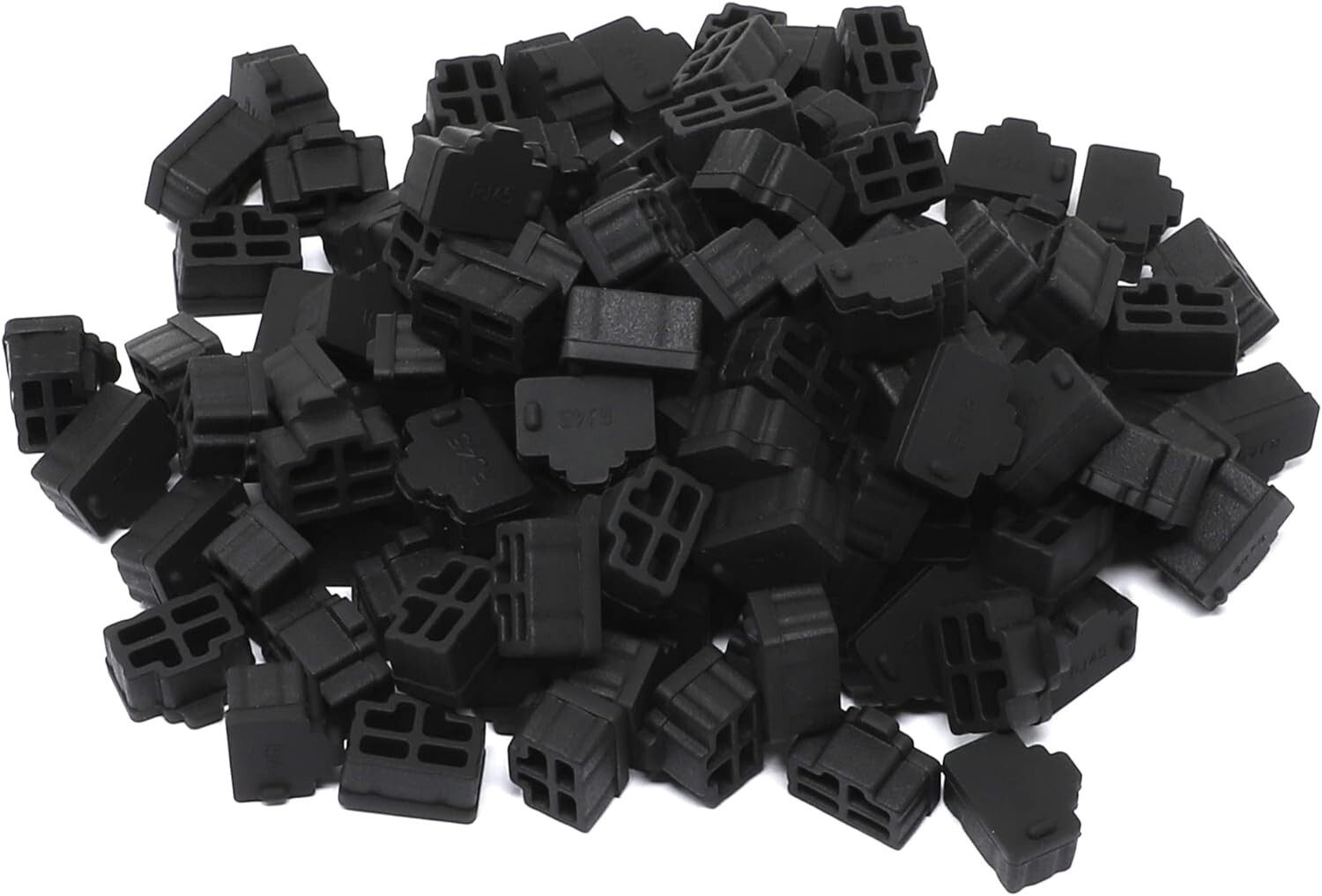 Iexcell 125 Pcs Black Ethernet Hub Port RJ45 anti Dust Cover Cap Protector Plug