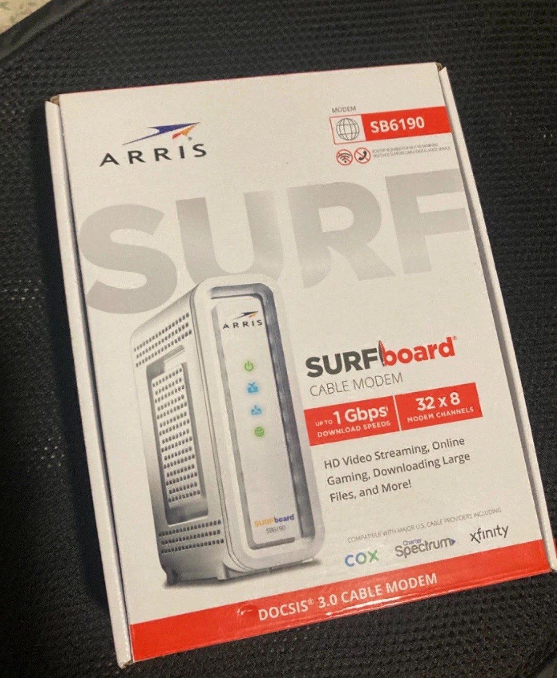 ARRIS SURFboard SB6190 DOCSIS 3.0 32x8 Cable Modem 1 Gbps White