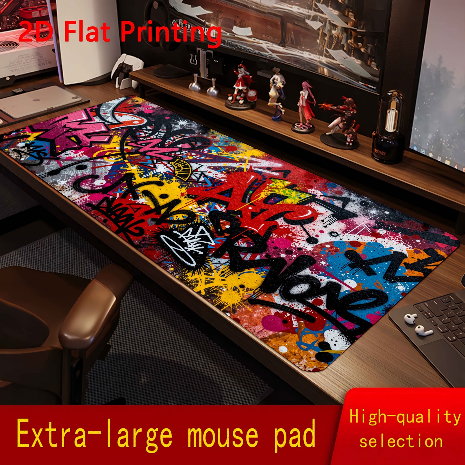 1pc Vibrant Graffiti Art Mouse Pad, Ideal for Gaming, Office Desk Decor, Compu