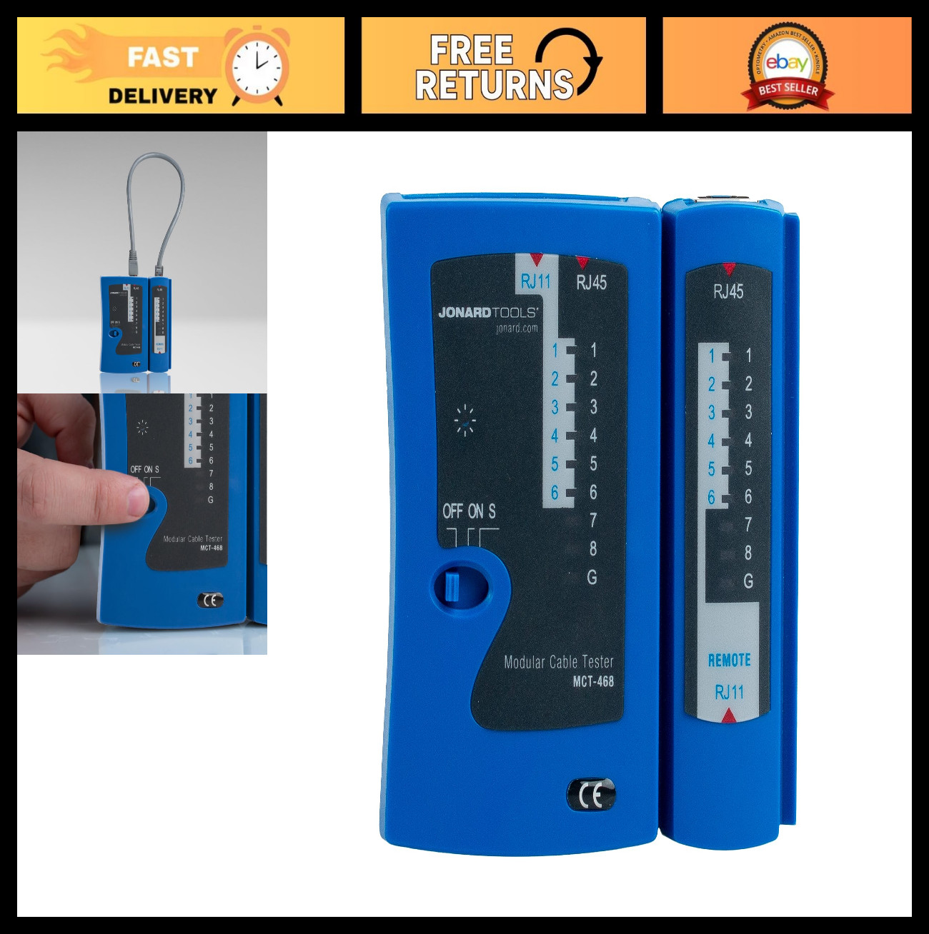 Modular Cable Tester for RJ45, RJ12, RJ11 - Network & Phone Line Testing Tool