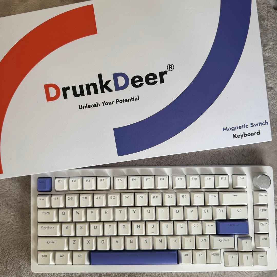 DrunkDeer A75 Magnetic Switch Gaming Keyboard White Purple US Volume Knob