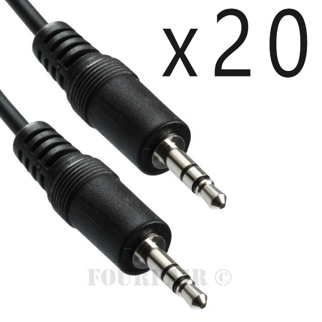 20 Pack Lot - 50ft 1/8" 3.5mm Audio Headphone Male Stereo Cable M/M MP3 Aux PC