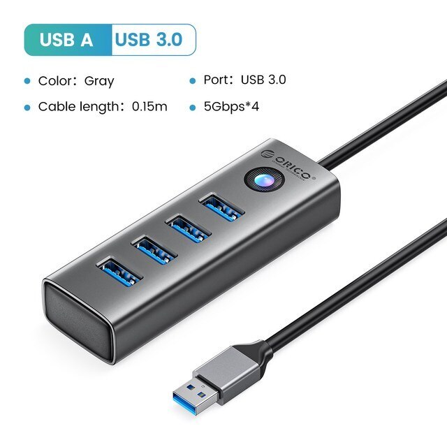 ORICO 4-Port USB 3.0 Hub Ultra-Slim Data USB Hub with 3.3ft Cable for Laptop PC