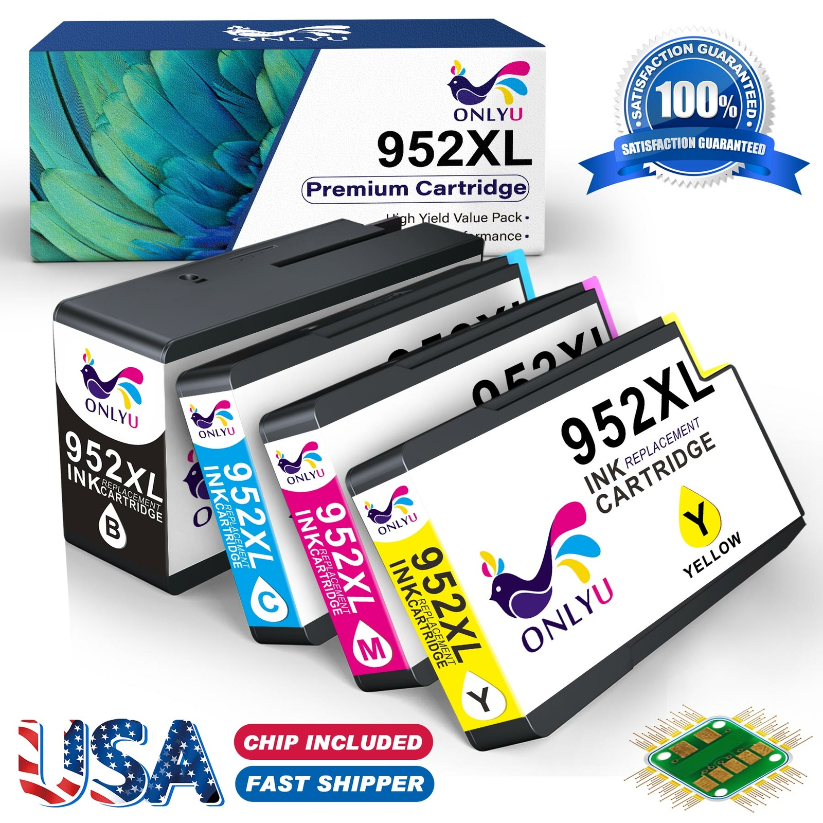 4x 952XL 952 XL Ink Cartridge for HP Officejet Pro 7740 8720 8710 8715 8720 8735