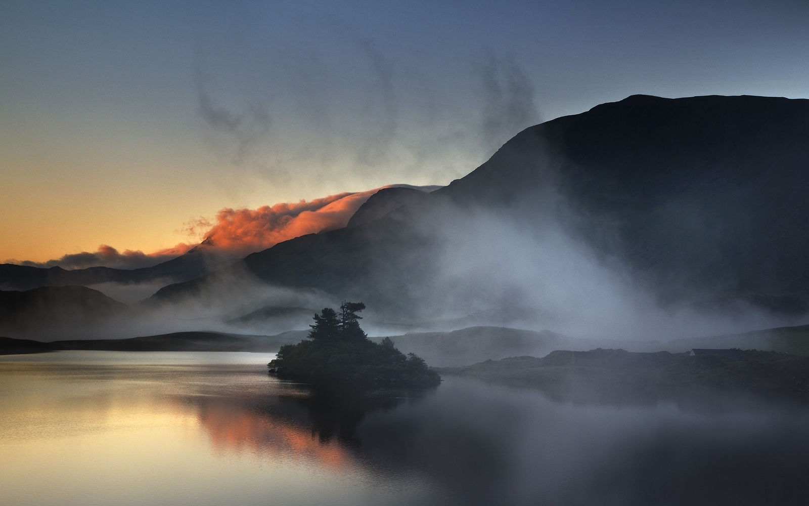Landscape nature mountains lake mist calm Custom Gaming Mat Desk