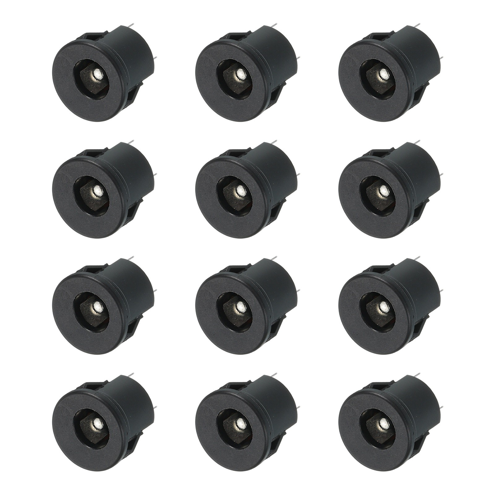 12pcs DC5525 Power Jack, 30V 0.5A 14x14x18mm 3 Pin, Black