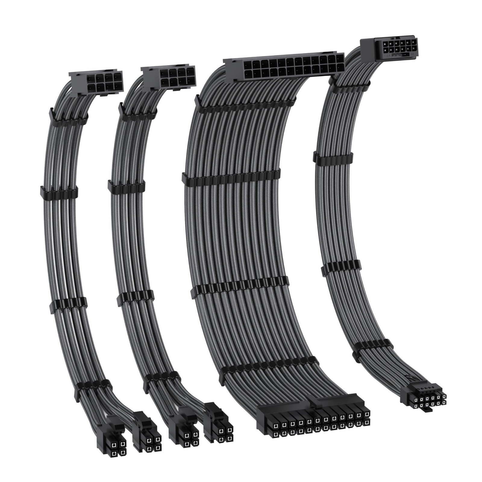 EZDIY-FAB 12VHPWR PSU Extension Cable 30cm 16AWG 4-Piece Charcoal Gray