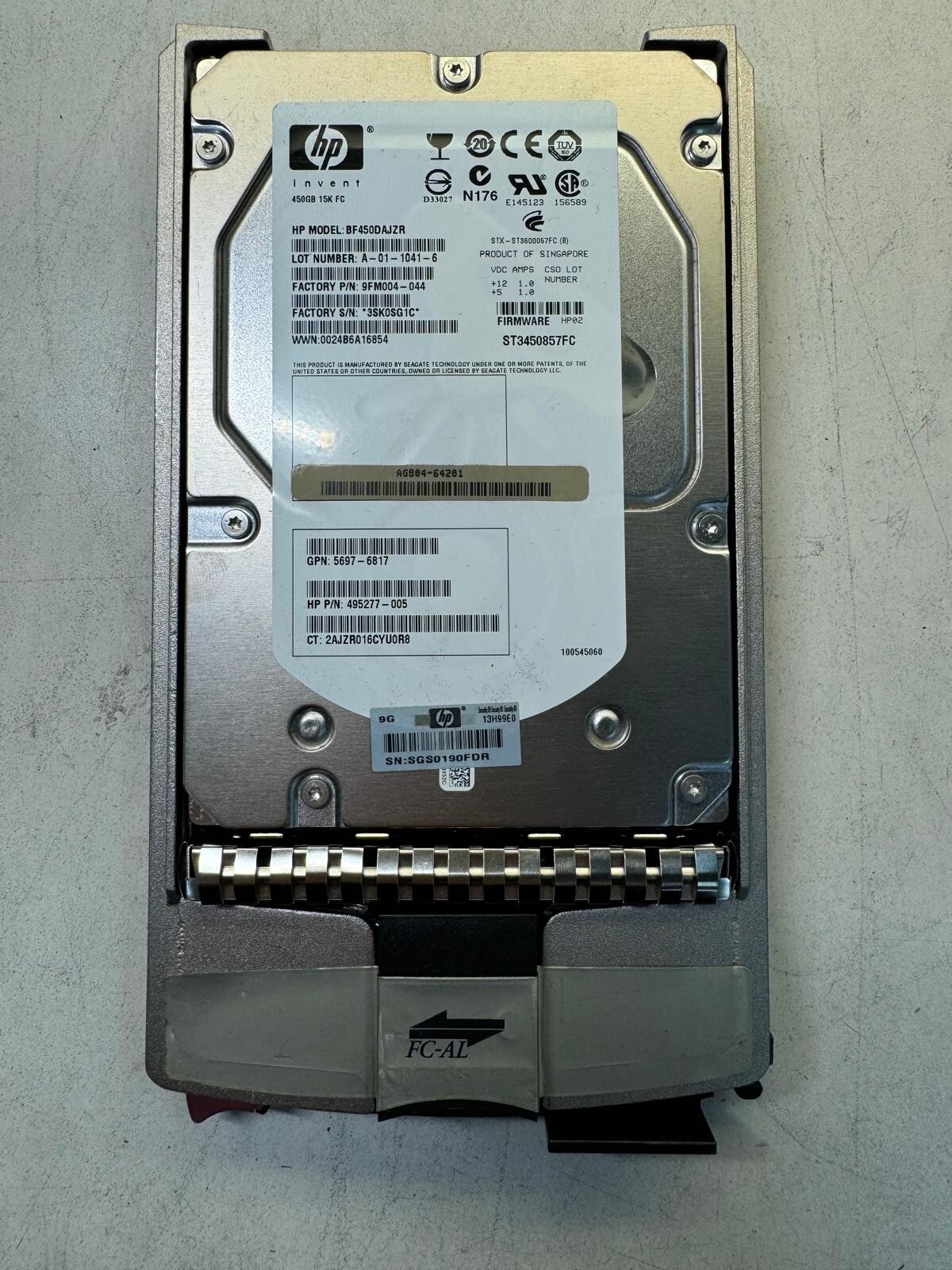 HP 495277-005 BF450DAJZR 9FM004-044 450GB 15K FC 3.5" HDD