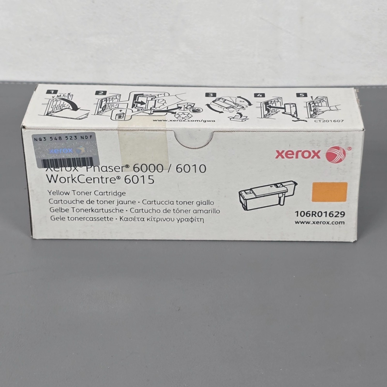Xerox Phaser 6000/6010 WorkCentre 6015 Yellow Toner Cartridge 106R01629 Sealed