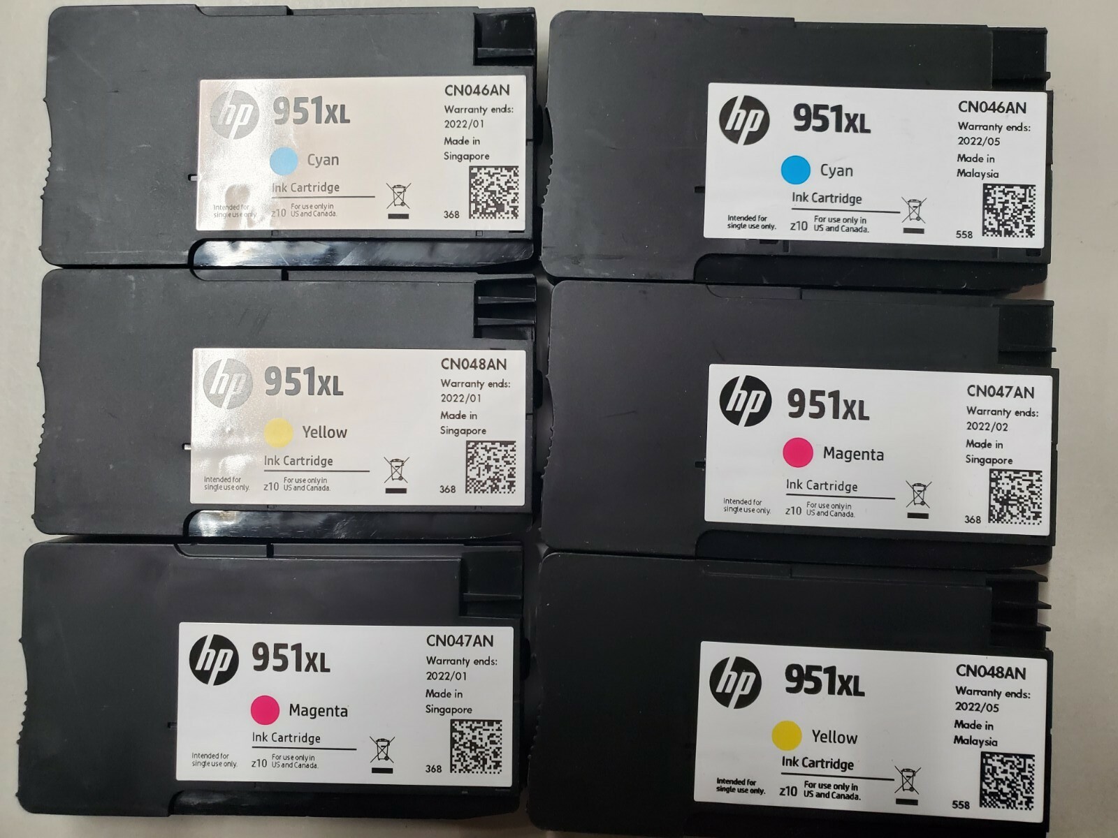 6-PACK HP GENUINE 951XL COLOR INK (NO RETAIL BOX)   New Without Retail Box