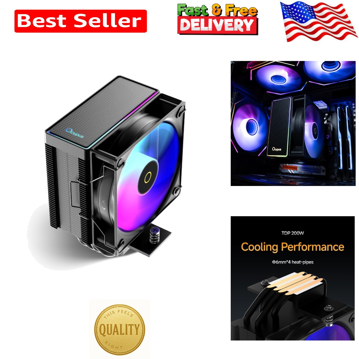 Gamma A40 ARGB CPU Cooler, 100mm Fan, 133mm Height – Stellar Performance & Style