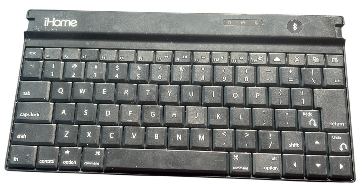 iHome Universal Bluetooth Keyboard Portable Sleek Black Keyboard Only No Cables