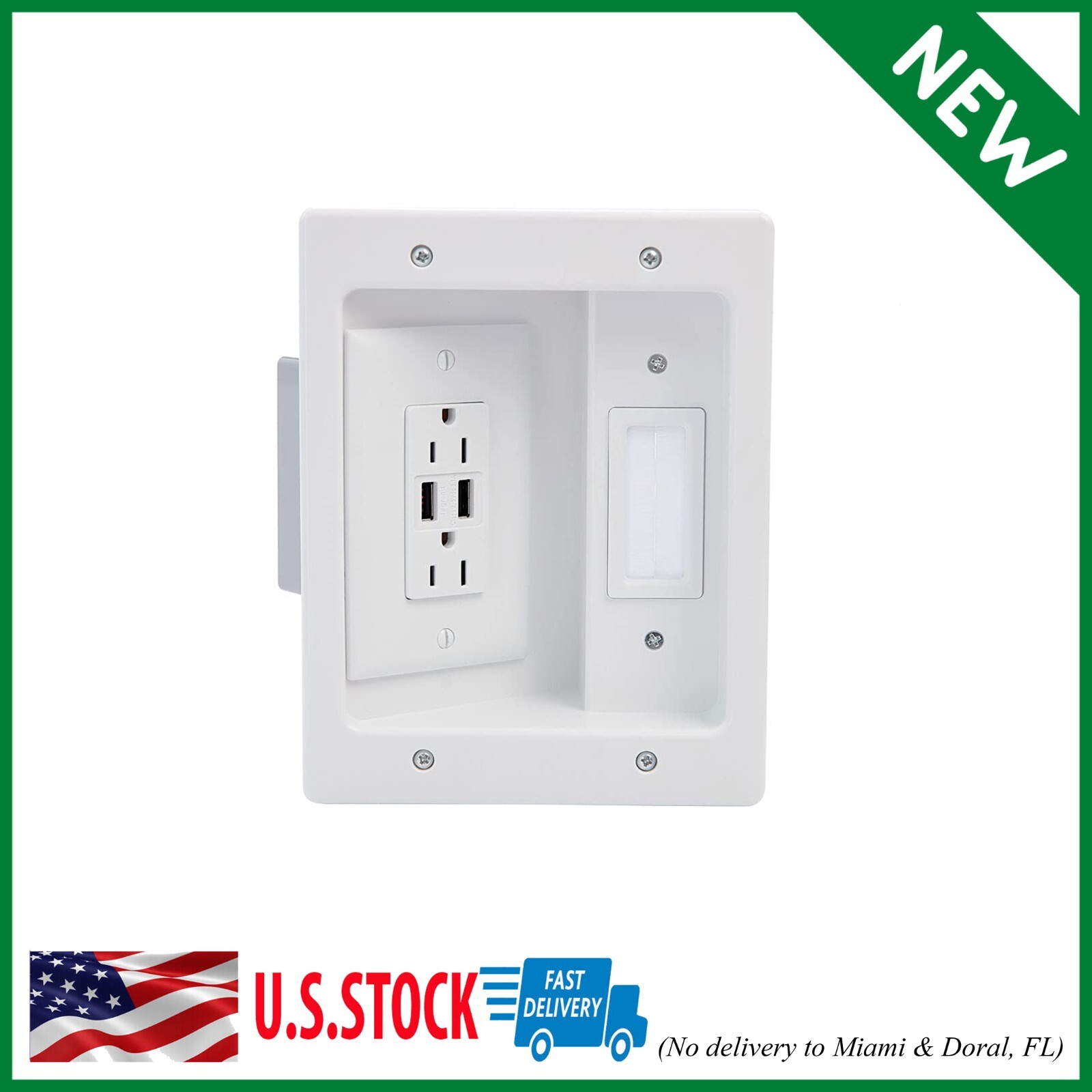 Legrand - OnQ In Wall Cable Management Kit with USB TV Outlet Wall Kit Hides ...