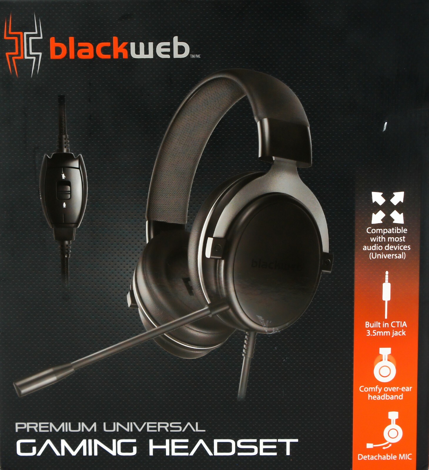 NEW Blackweb Premium Universal Gaming Headset Detachable Micro 3.5mm Jack 