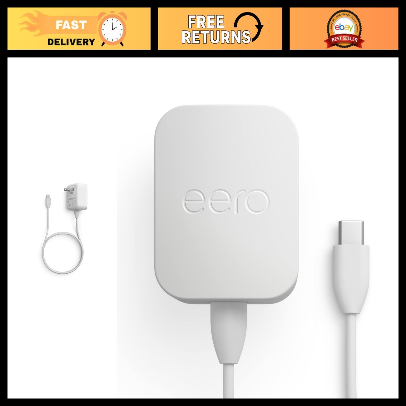 USB-C Power Adapter 45W for eero 6, Pro, Max 7, PoE 6 - Fast Charging Accessory