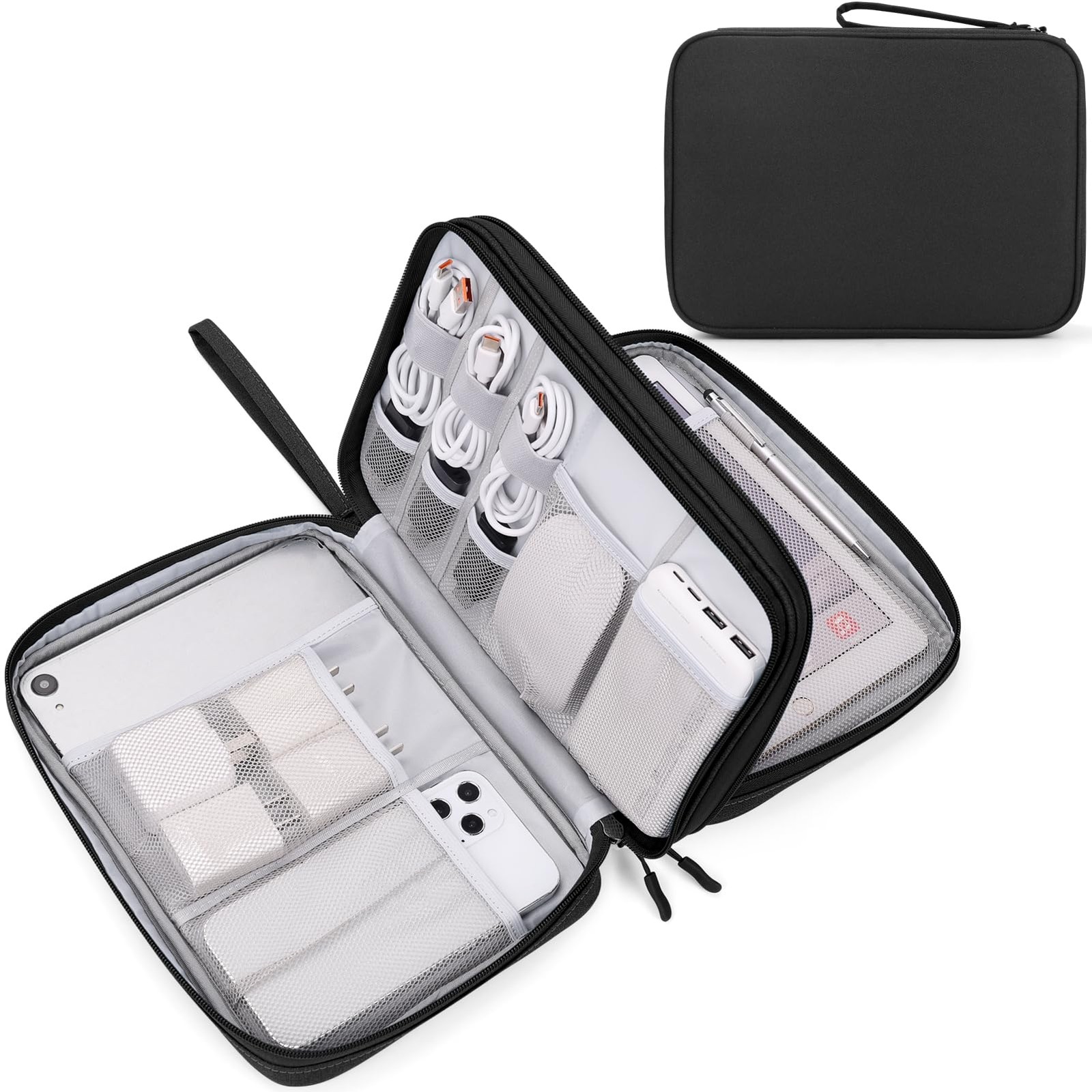 FYY Electronic Organizer, Travel Tech Pouch 10.8 x 8 x 3.15 inches, Black